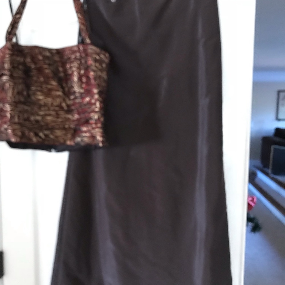 Chocolate silk flowing ballroom holiday skirt